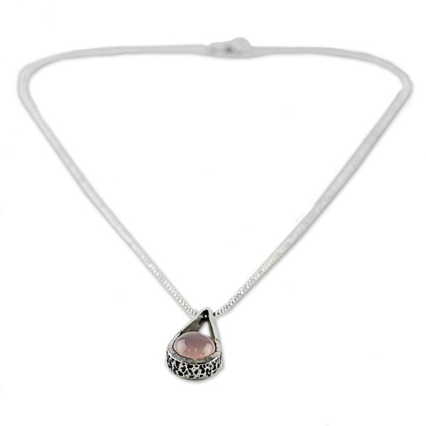Alternate image for Sterling Silver Pink Chalcedony Pendant Necklace Thailand Skyfall in Pink