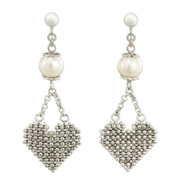 Alternate image for Sterling Silver Heart Earrings with Pearls Thai Jewelry Pure Heart