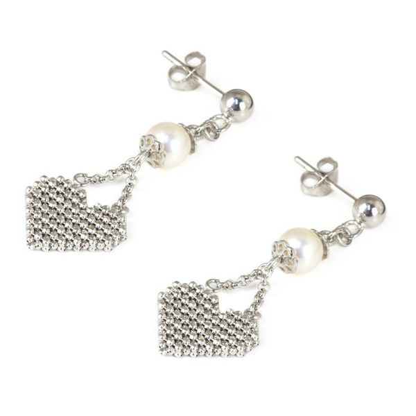 Alternate image for Sterling Silver Heart Earrings with Pearls Thai Jewelry Pure Heart