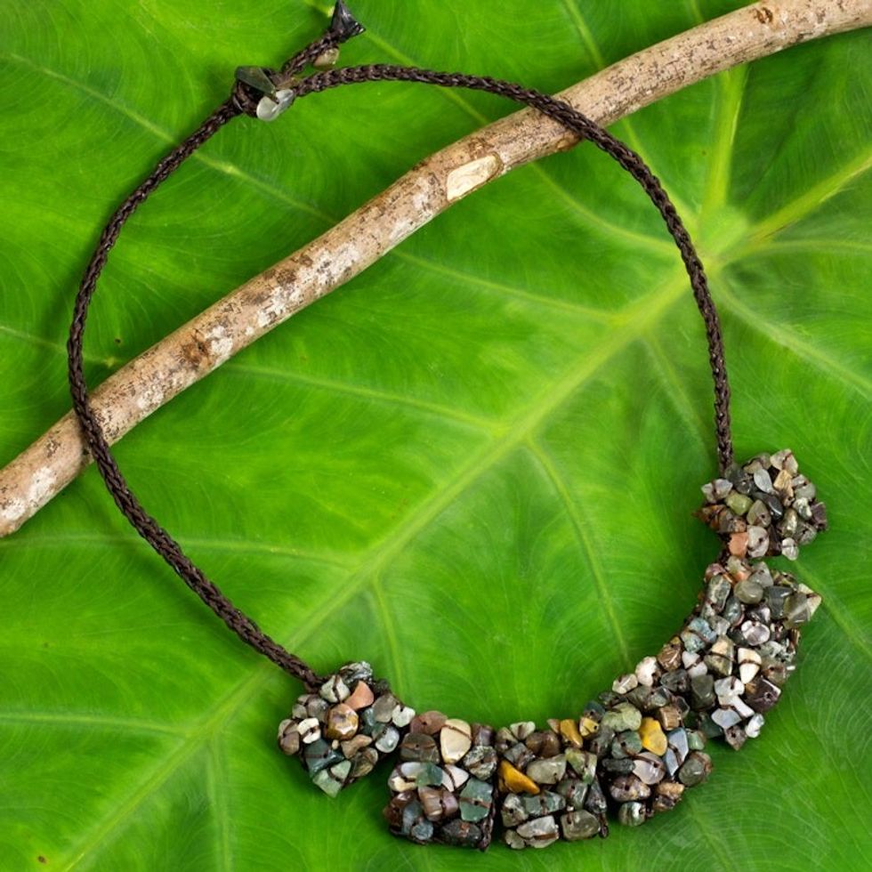 Multicolored Jasper Beaded Pendant Necklace 'A Sense of Nature'