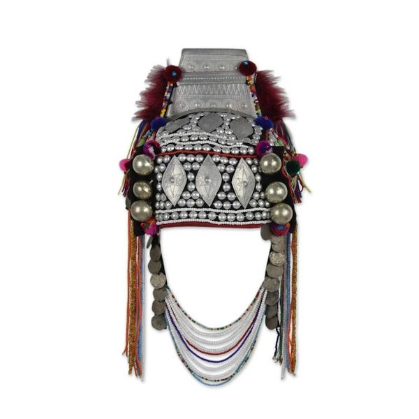 Alternate image for Decorative Beaded Head Dress Thai Akha Hill Tribe Timeless Muse I
