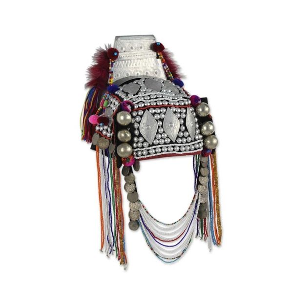 Alternate image for Decorative Beaded Head Dress Thai Akha Hill Tribe Timeless Muse I