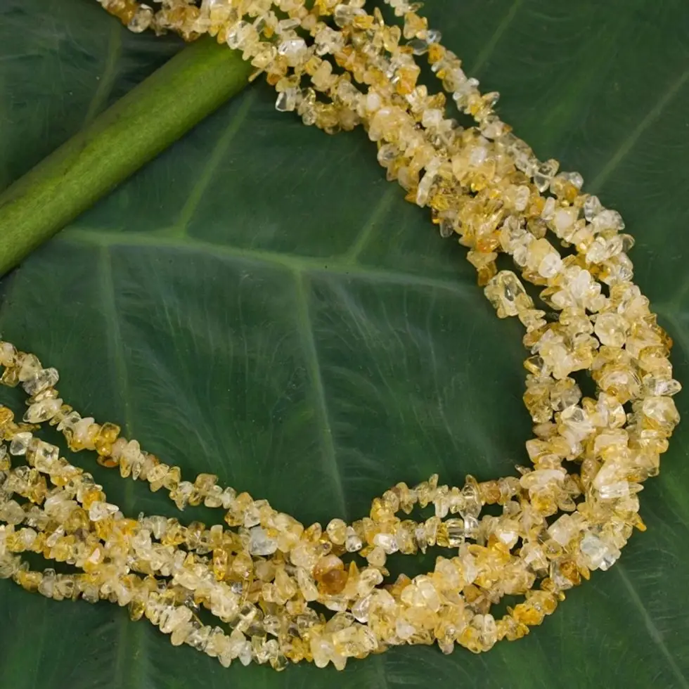 Citrine and Sterling Silver Multi-Strand Necklace 'Citrus Burst'