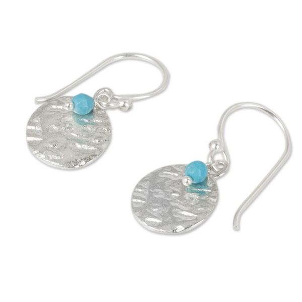 Alternate image for Artisan Crafted Jewelry Sterling Silver and Calcite Earrings Blue Harvest Moon