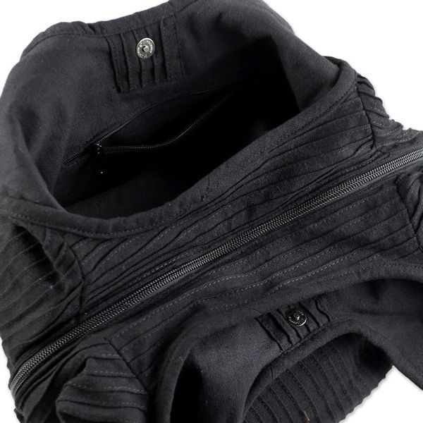 Alternate image for 100 Cotton Textured Shoulder Bag in Black from Thailand Thai Texture in Black