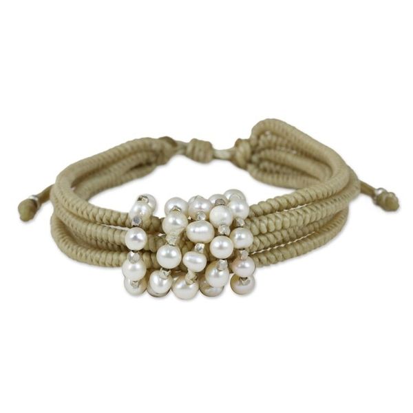 Alternate image for Thai Beige Wristband Bracelet with Cultured Pearls All My Love in Beige