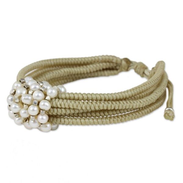Alternate image for Thai Beige Wristband Bracelet with Cultured Pearls All My Love in Beige