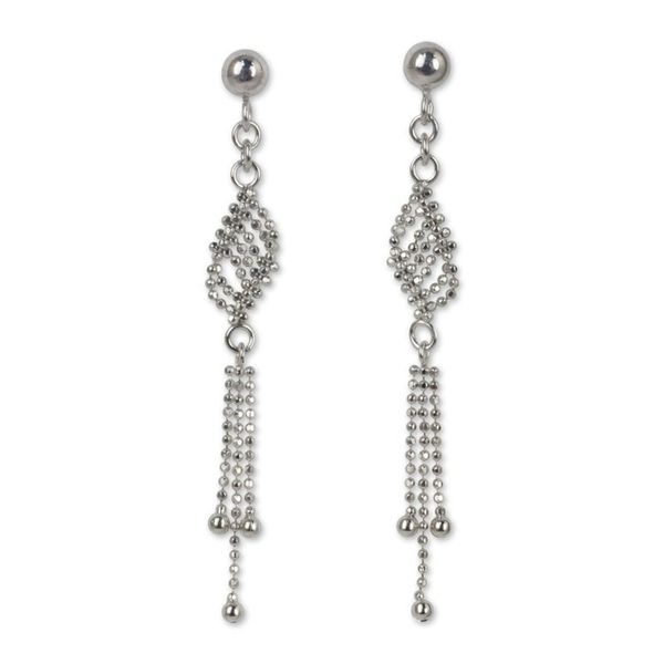 Alternate image for Handmade Sterling Silver Ball Chain Waterfall Earrings Silver Flume