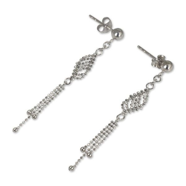 Alternate image for Handmade Sterling Silver Ball Chain Waterfall Earrings Silver Flume