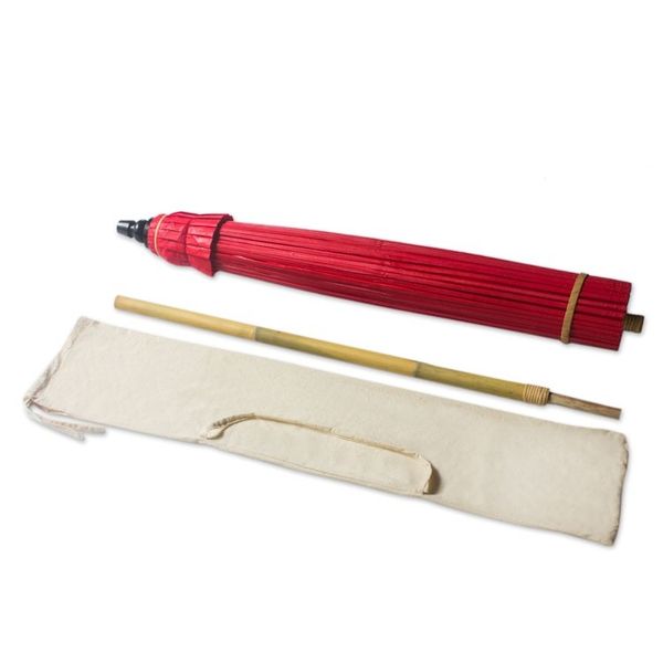 Alternate image for Bright Red Decorative Outdoor Umbrella from Thailand Happy Garden in Scarlet
