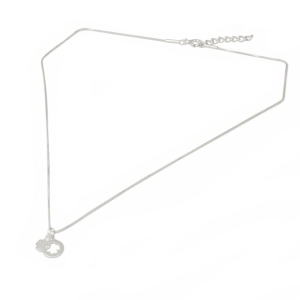 Alternate image for Thai Brushed Sterling Silver Lucky Clover Pendant Necklace Four Leaf Clover
