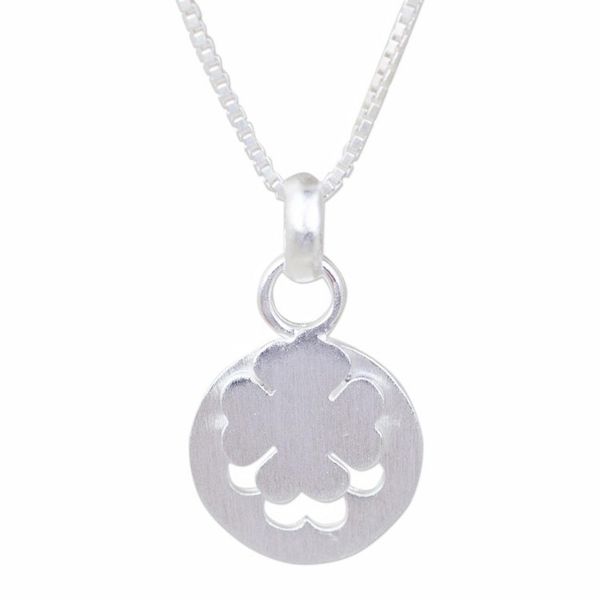 Alternate image for Thai Brushed Sterling Silver Lucky Clover Pendant Necklace Four Leaf Clover