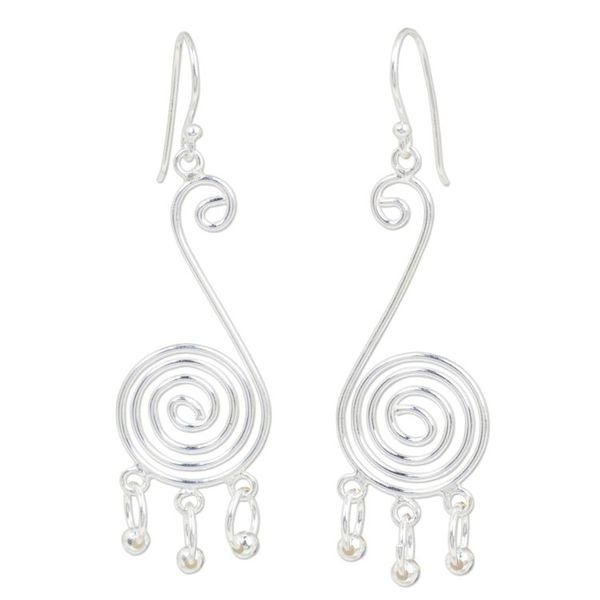 Alternate image for Contemporary Spiral Shaped Sterling Silver Dangle Earrings Mesmerizing Ways