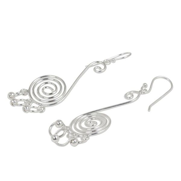 Alternate image for Contemporary Spiral Shaped Sterling Silver Dangle Earrings Mesmerizing Ways
