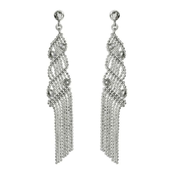 Alternate image for Sterling Silver Ball Chain Chandelier Earrings from Thailand Waterfall Fringe
