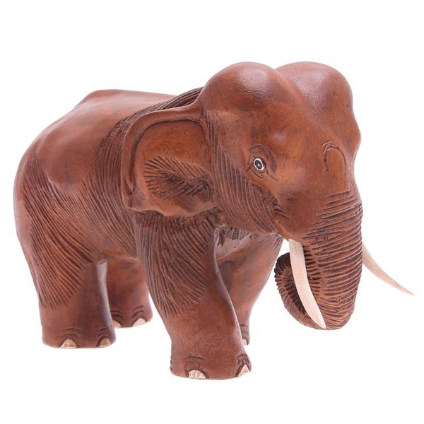 Alternate image for Rain Tree Wood Sculpture from Thailand Majestic Elephant