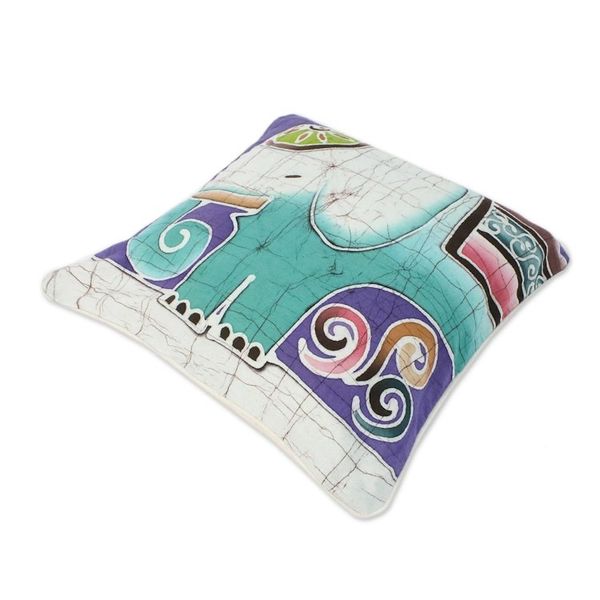 Alternate image for Handcrafted Batik Cotton Cushion Covers Pair Dreamy Elephants