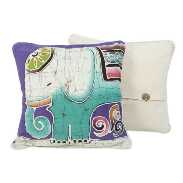 Alternate image for Handcrafted Batik Cotton Cushion Covers Pair Dreamy Elephants