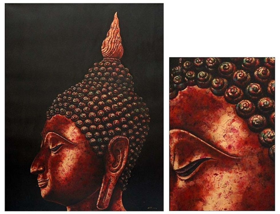 Thai Spiritual Buddhism Painting 2004 'Buddha of the Sukhothai Period'