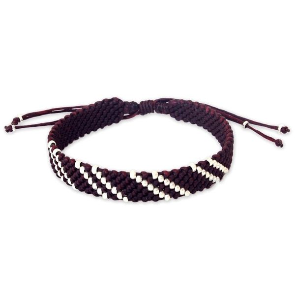 Alternate image for Hill Tribe Silver Wristband Bracelet Diagonal Mulberry