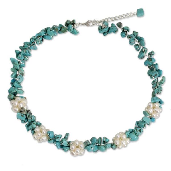 Alternate image for Handmade Pearl and Calcite Beaded Necklace Heavens Gift