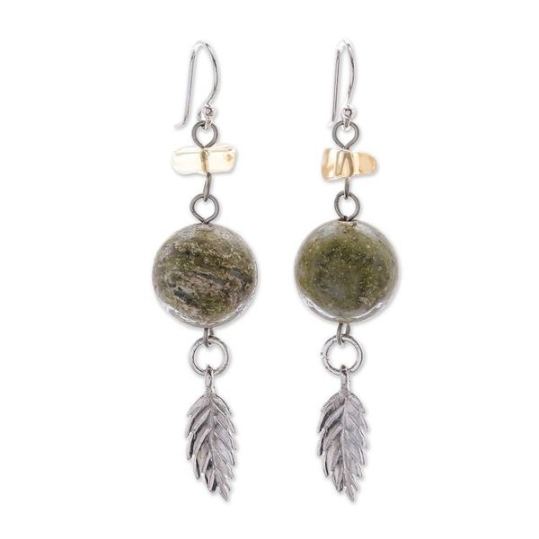 Alternate image for Sterling Silver and Unakite Dangle Earrings Cool Forest