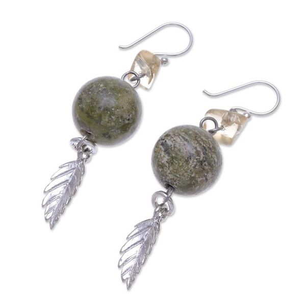 Alternate image for Sterling Silver and Unakite Dangle Earrings Cool Forest