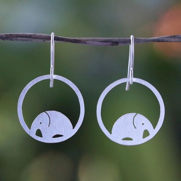 Alternate image for Sterling Silver Dangle Earrings Elephant Horizon
