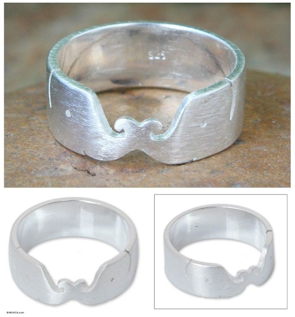 Unique Sterling Silver Band Ring 'Elephant Kiss'