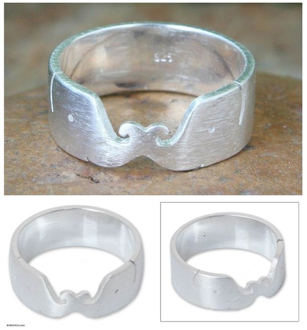 Alternate image for Unique Sterling Silver Band Ring Elephant Kiss