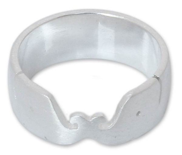 Alternate image for Unique Sterling Silver Band Ring Elephant Kiss