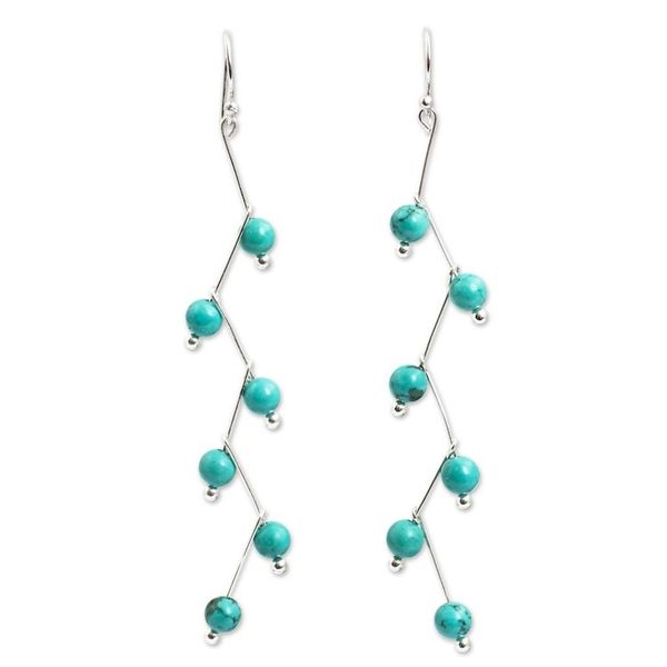 Alternate image for Modern Handcrafted Blue Calcite Dangle Earrings Lightning