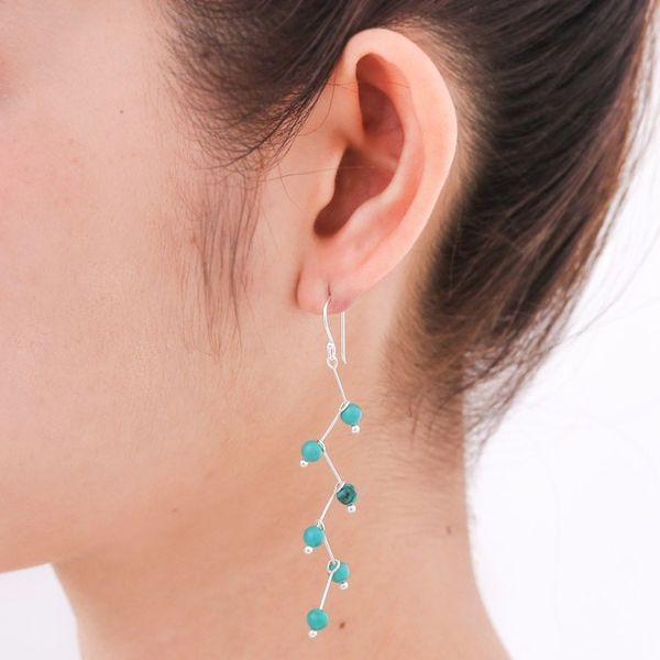 Alternate image for Modern Handcrafted Blue Calcite Dangle Earrings Lightning
