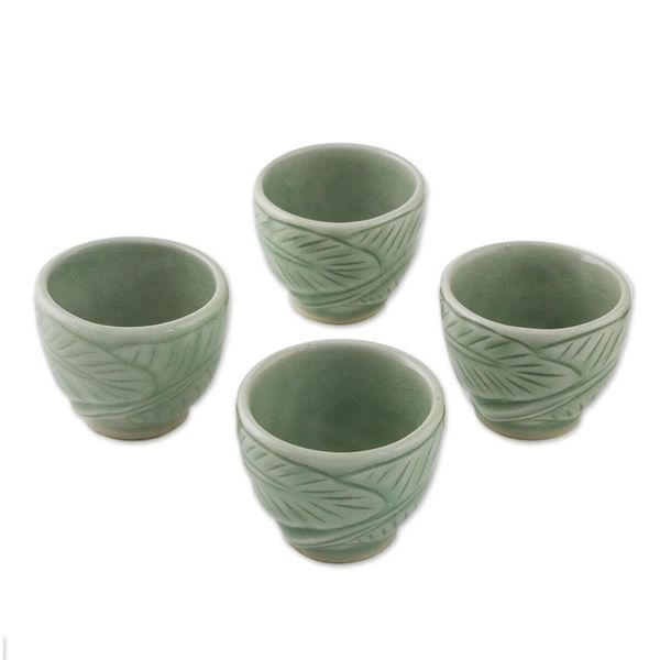 Alternate image for Celadon ceramic tea set Set for 4 Peaceful Islands