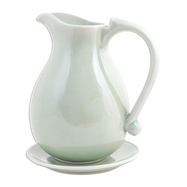 Alternate image for Celadon ceramic pitcher and plate Classicism