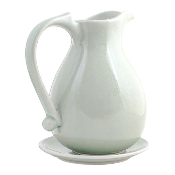 Alternate image for Celadon ceramic pitcher and plate Classicism