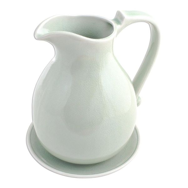 Alternate image for Celadon ceramic pitcher and plate Classicism