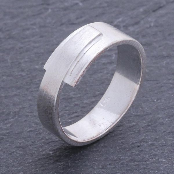 Alternate image for Mens Modern Sterling Silver Ring from Thailand Solemn Monarch