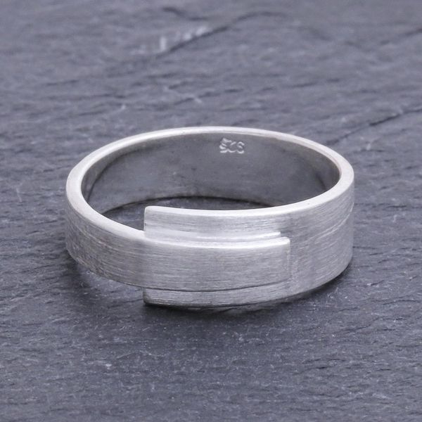 Alternate image for Mens Modern Sterling Silver Ring from Thailand Solemn Monarch