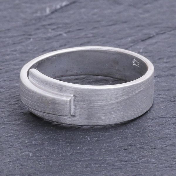 Alternate image for Mens Modern Sterling Silver Ring from Thailand Solemn Monarch