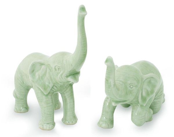 Alternate image for Celadon Ceramic Sculptures from Thailand Welcoming Elephants