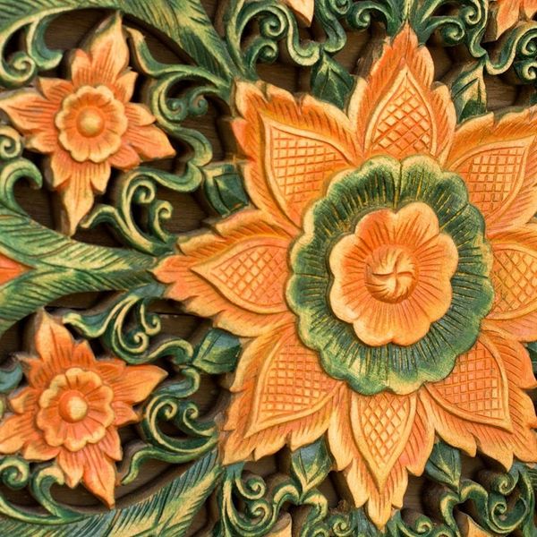 Alternate image for Teak relief panel Florid Magic