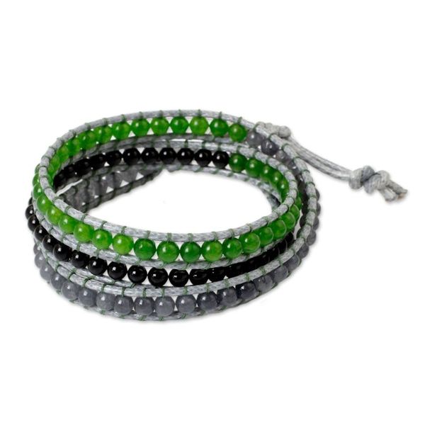 Alternate image for Thai Handcrafted Multigem and Silver Wrap Bracelet Rhythm of the Season