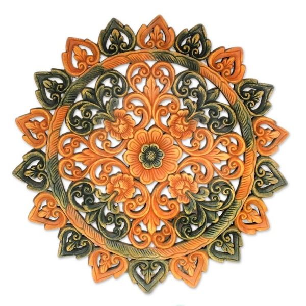 Alternate image for Teak relief panel Illuminated Circle