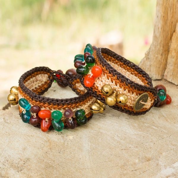 Alternate image for Beaded Wristband Bracelets Pair Bold Brown Fortunes