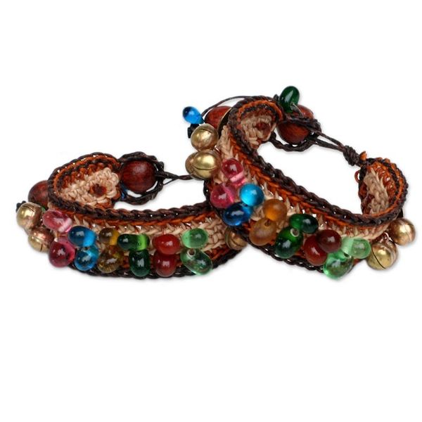 Alternate image for Beaded Wristband Bracelets Pair Bold Brown Fortunes