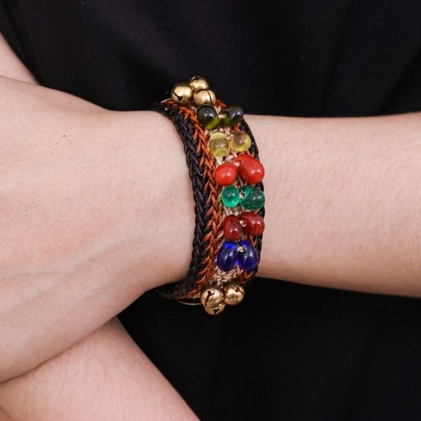 Alternate image for Beaded Wristband Bracelets Pair Bold Brown Fortunes