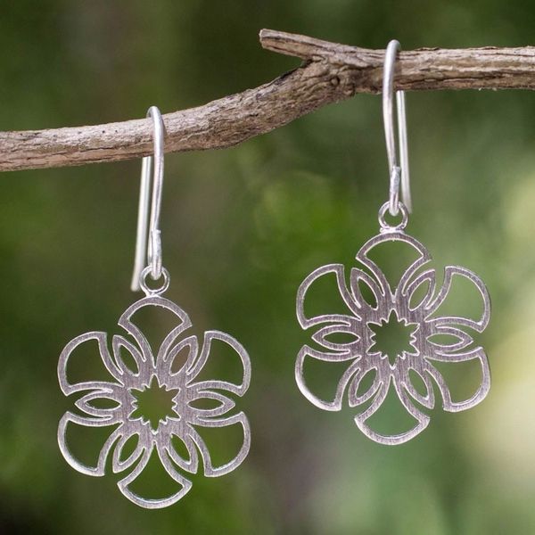 Alternate image for Womens Sterling Silver Earrings Artisan Jewelry Frozen Snowflakes