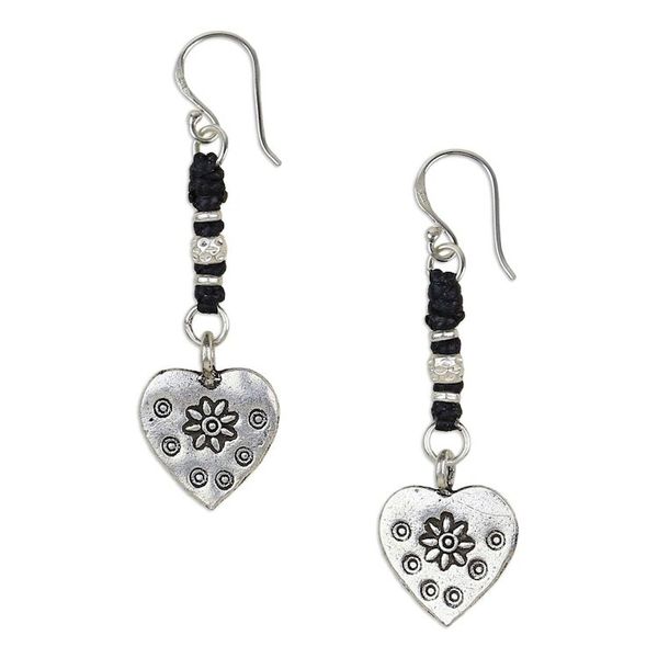 Alternate image for Handcrafted Silver Heart Earrings Tribal Hearts