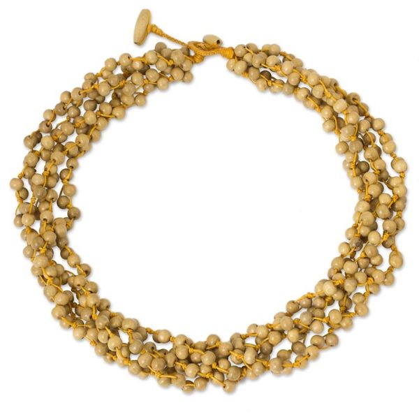 Alternate image for Fair Trade Artisan Crafted Wood Torsade Necklace In Nature
